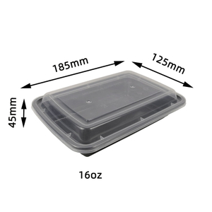 16oz Disposable Plastic Microwave Square Food Container, Takeaway Leak-Proof Lunch Box With Lid