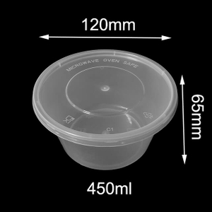 450ml Black Plastic Round Disposable Meal Box Wholesale