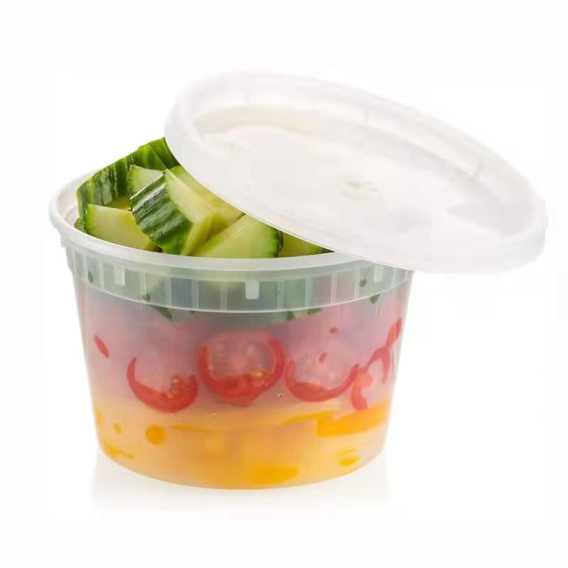 16oz ODM/OEM Disposable Plastic Round Microwave Food Container, Leak Proof Takeaway Soup Cup