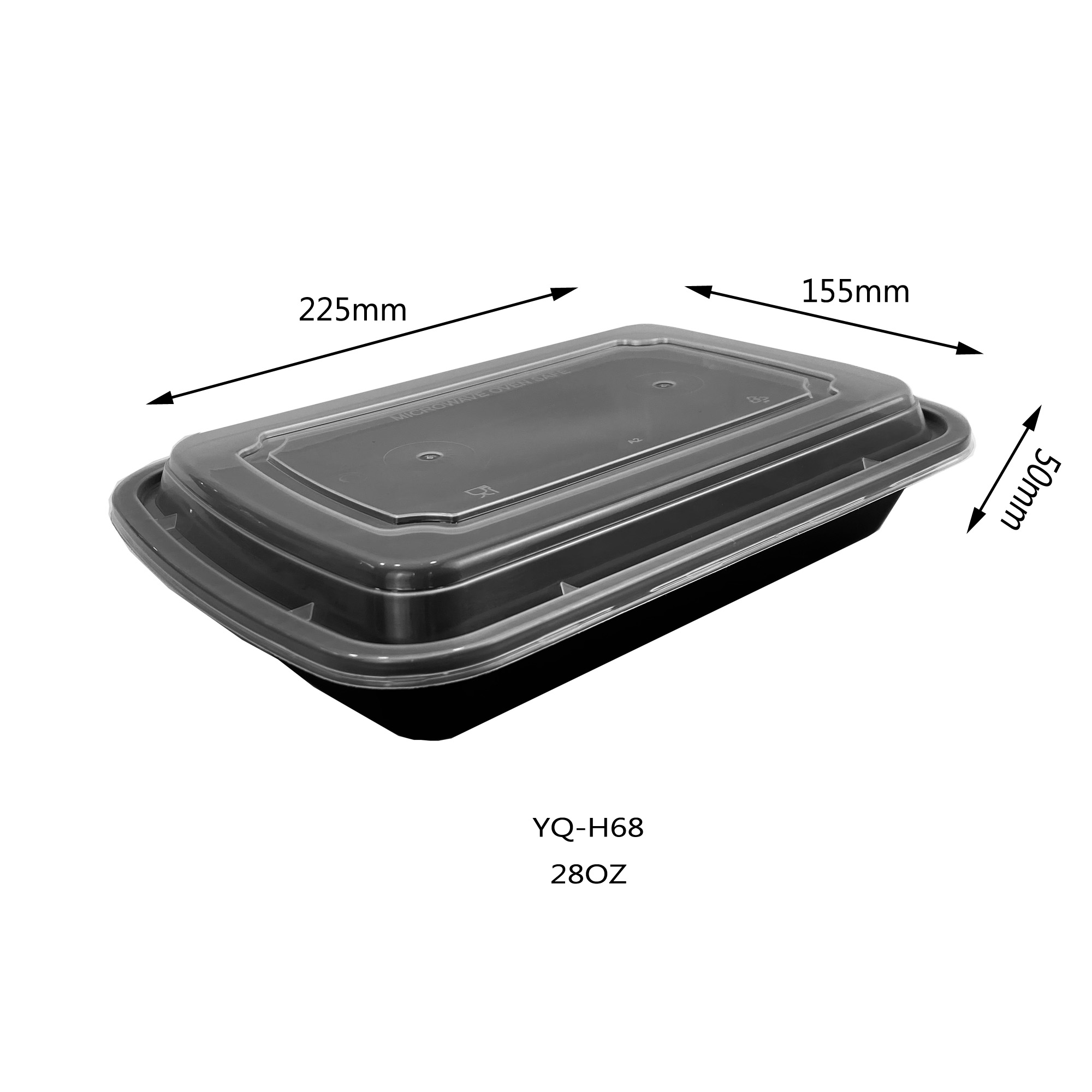 28OZ Microwaveable Safe Disposable Plastic Meal Prep Food Container With Lid