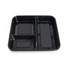 1000ml 4 compartment black pp plastic food container disposable lunch bento box takeaway box with lid