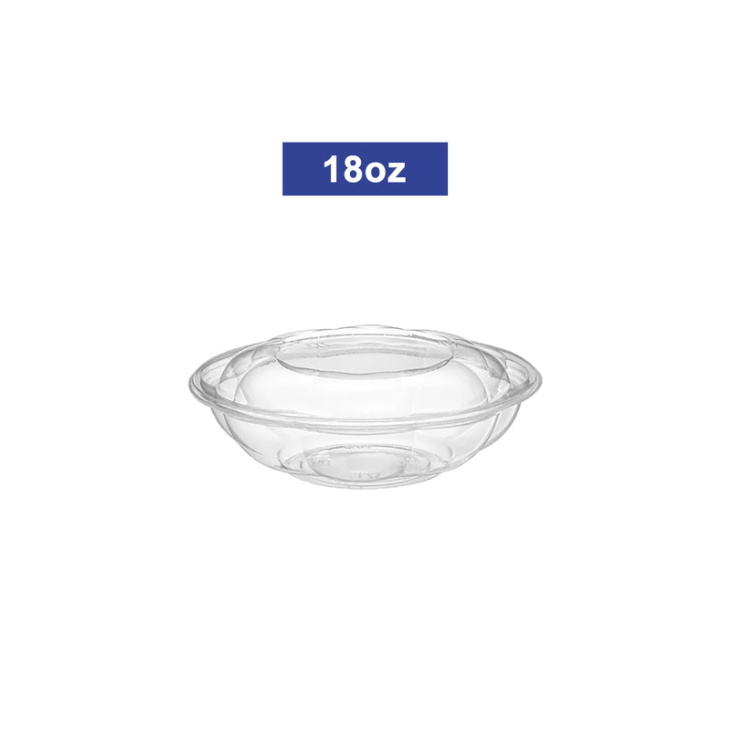 18oz Clear Plastic Salad Bowls with Lids