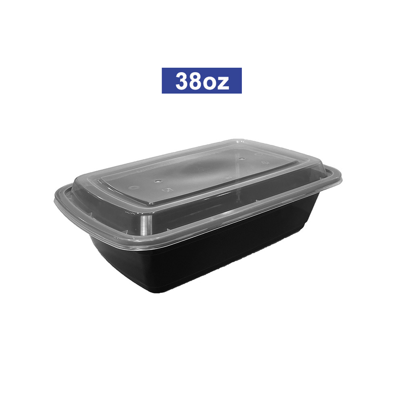 38oz Microwaveable Safe Disposable Plastic Meal Prep Food Container With Lid 