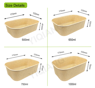 500ML Take-Out Containers Take-Out Boxes Disposable Lunch Box with Lid, Kraft Paper Packing Box, Fast Food Box, Lunch Box, Sushi Box, Salad Box 
