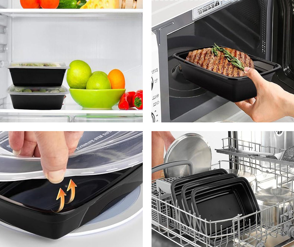 28OZ Microwaveable Safe Disposable Plastic Meal Prep Food Container With Lid