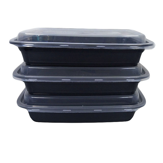 750ml 1 Compartment Meal Prep Black Plastic Food Storage Containers with Lid