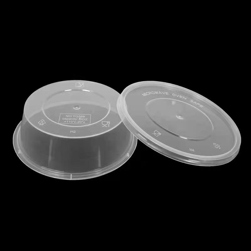 8oz Plastic Disposable PP Transparent Microwave Safe Round Meal Prep Containers With Lid